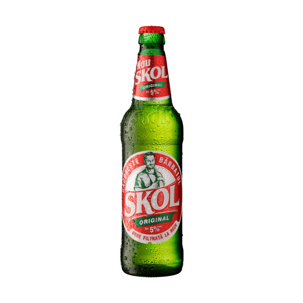 SKOL Bere Blonda Pasteurizata Filtrata 5% alc. Sticla 0.5l - winetime.md